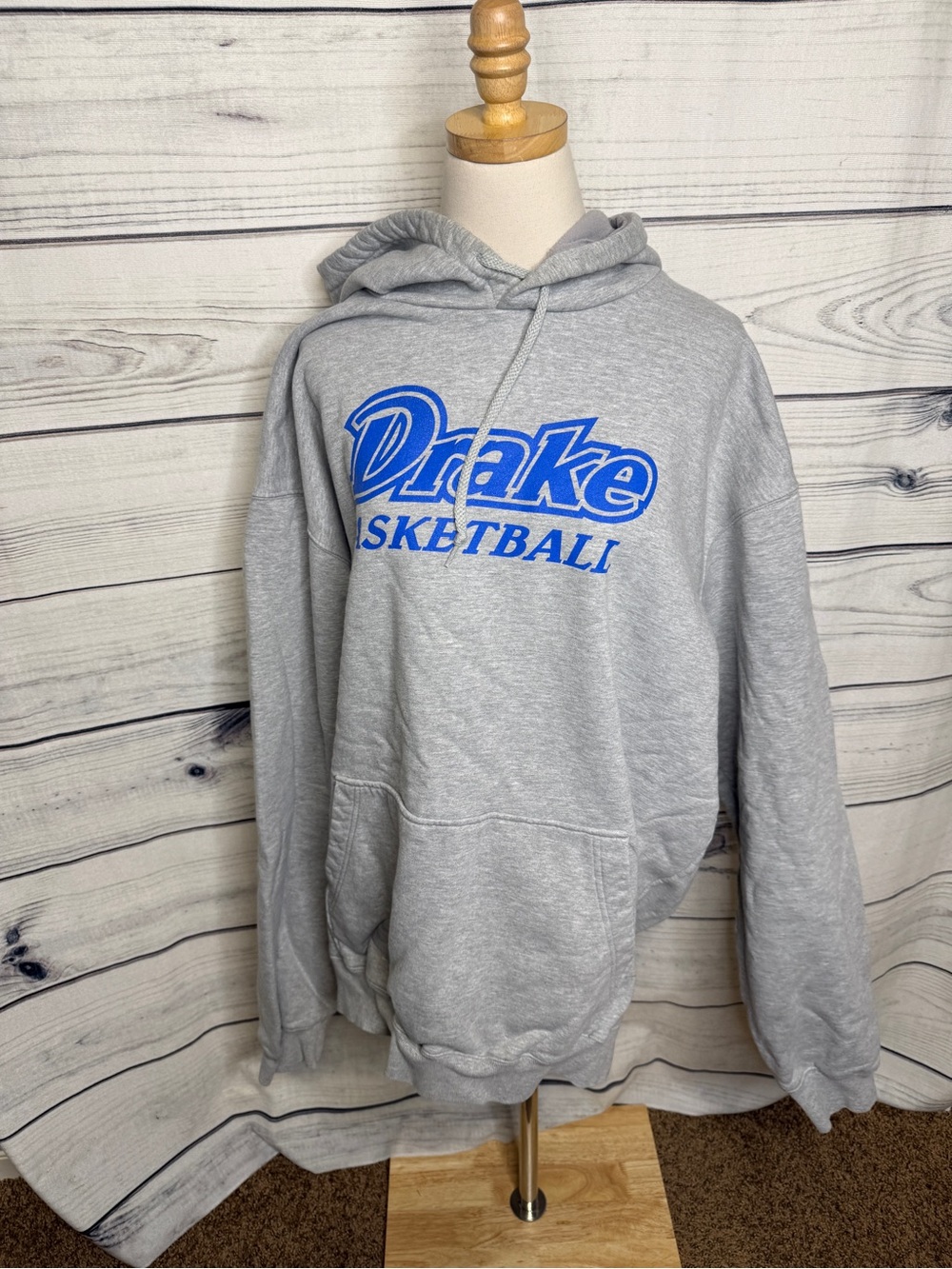 Drake Basketball Gray Pullover Hoodie with Blue Logo